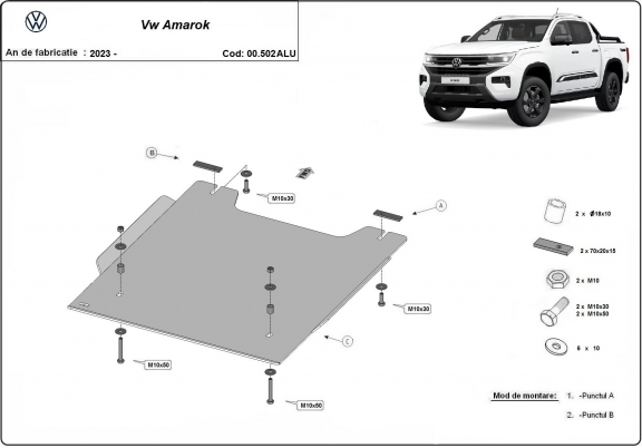 Alumínium osztómű védőlemez Volkswagen Amarok