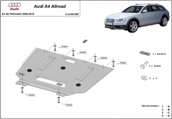 Acél kapcsolószekrény védőlemez Audi A4 B8 All Road