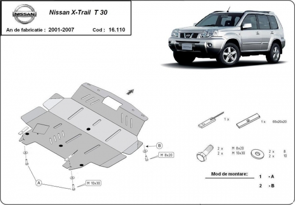 Acél motor, kapcsolószekrény, hűtő védőlemez Nissan X-Trail T30