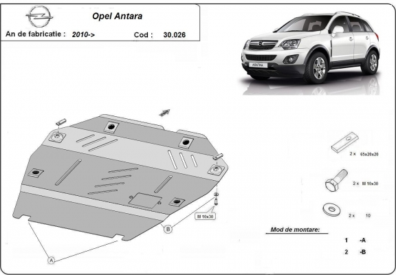 Acél motor, kapcsolószekrény védőlemez Opel Antara