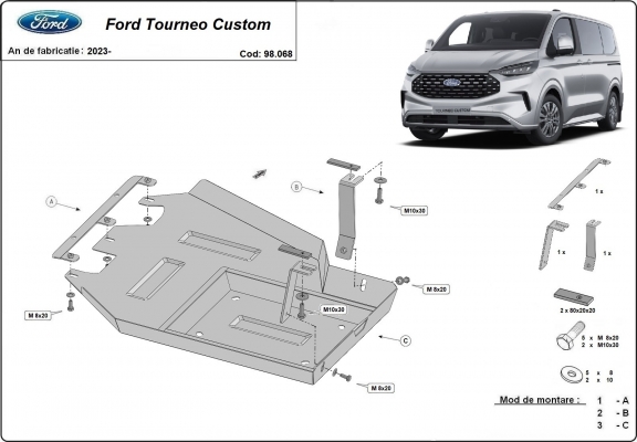 Acél AdBlue tartályvédő lemez Ford Tourneo Custom