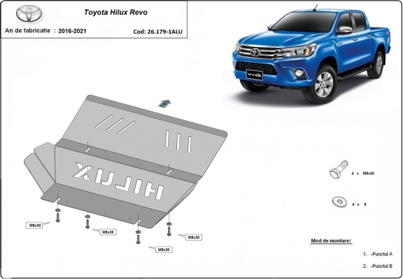 Alumínium hűtő védőlemez Toyota Hilux Revo