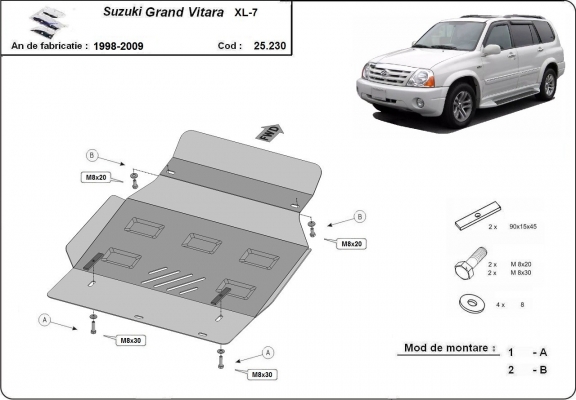 Acél motor, hütő védőlemez Suzuki Grand Vitara XL-7
