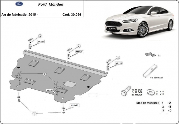 Acél motor, kapcsolószekrény, hűtő védőlemez Ford Mondeo 5