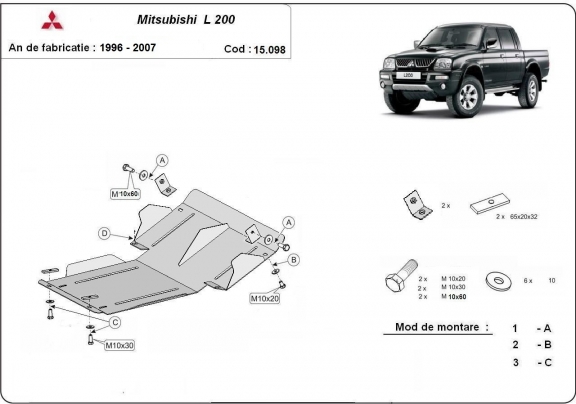 Acél motorvédőlemez Mitsubishi L200