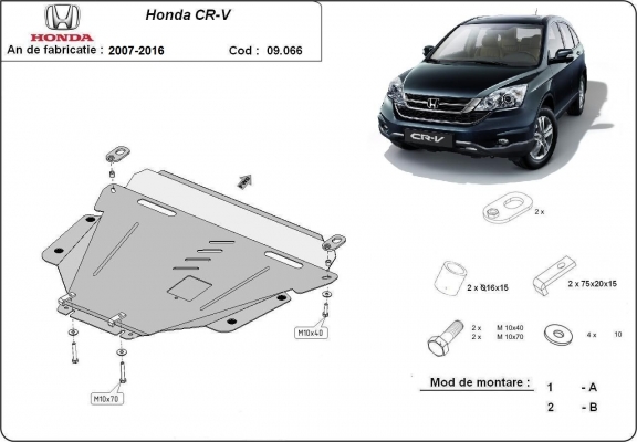 Acél motor, kapcsolószekrény, hűtő védőlemez Honda CR-V