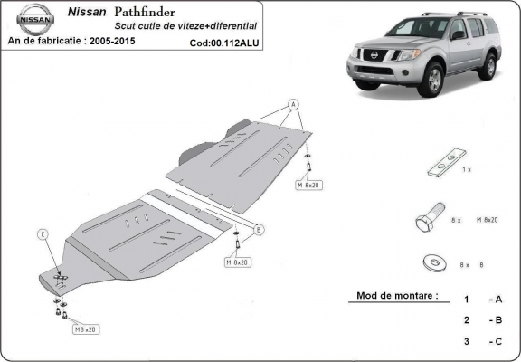 Aluminum kapcsolószekrény védőlemez Nissan Pathfinder