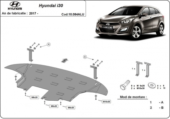 Alumínium motor, sebességváltó, hűtő, első lökhárító védőlemez Hyundai i30