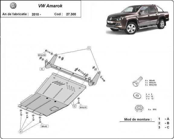 Acél motor védőlemez Volkswagen Amarok