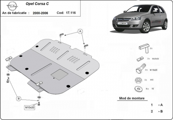 Acél kapcsolószekrény, hűtő védőlemez Opel Corsa C