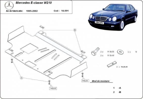 Motor, karter- védő acéllemez Mercedes E-Classe W210