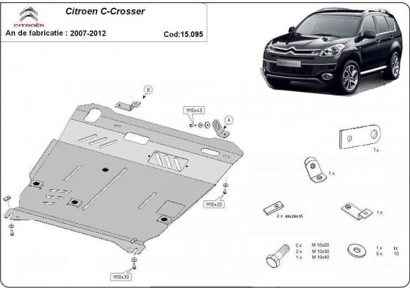 Acél motor, kapcsolószekrény, hűtő védőlemez Citroen C - Crosser