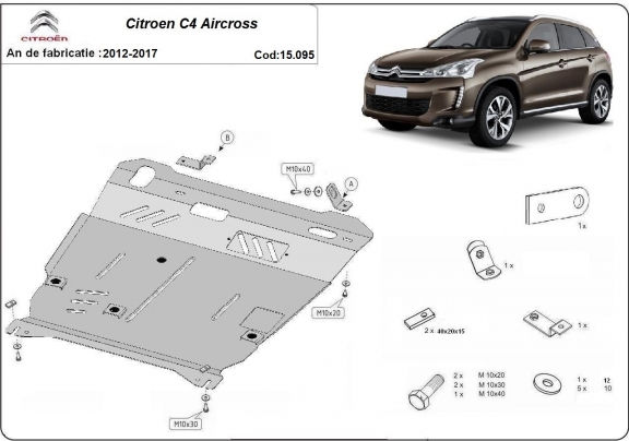 Acél motor, kapcsolószekrény, hűtő védőlemez Citroen C4 Aircross