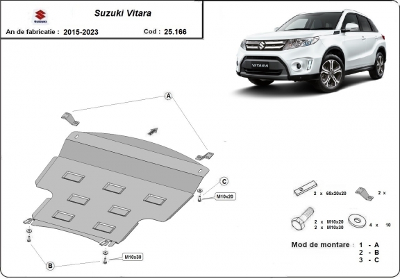 Acél motor, kapcsolószekrény védőlemez Suzuki Vitara