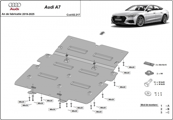Acél motor, hűtő védőlemez Audi A7