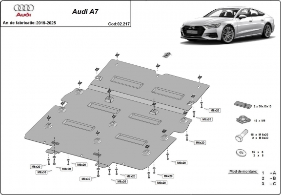 Acél kapcsolószekrény védőlemez Audi A7