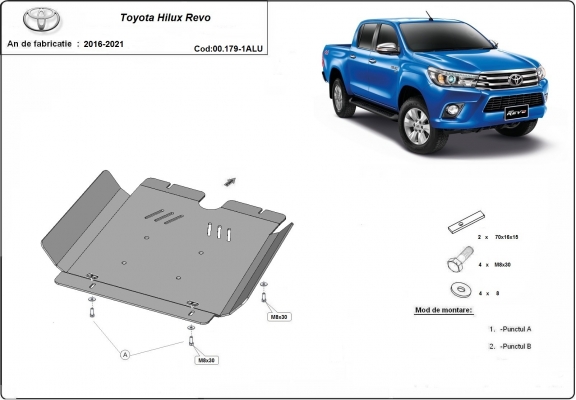 Alumínium kapcsolószekrény védőlemez Toyota Hilux Revo
