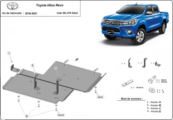 Alumínium differenciálmű, osztómű védőlemez Toyota Hilux Revo