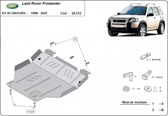 Acél motor, kapcsolószekrény védőlemez Land Rover Freelander