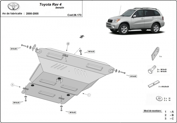 Acél motor, kapcsolószekrény védőlemez Toyota Rav4