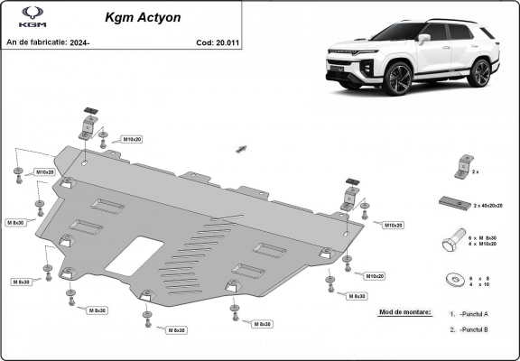 Acél motor, hűtő védőlemez KGM Actyon