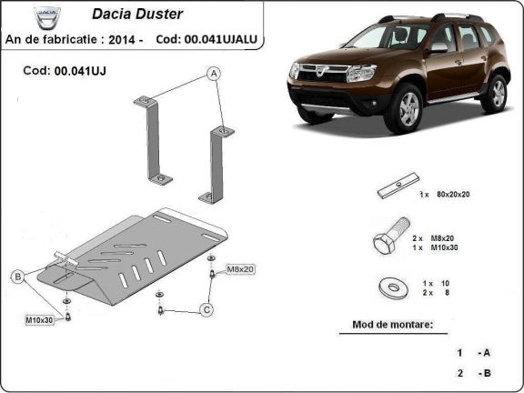 Alumínium differenciálmű védőlemez Dacia Duster 4x4