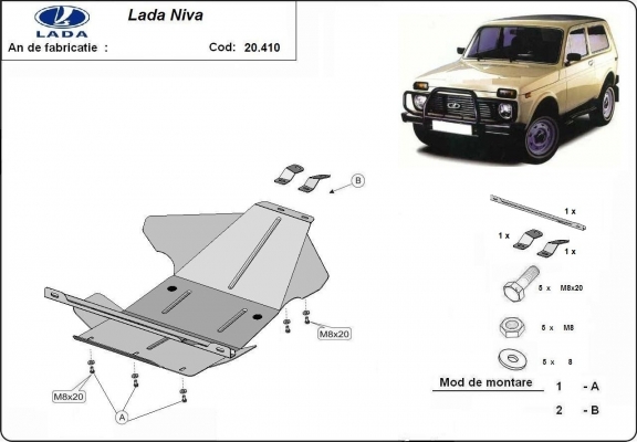 Acél motor, kapcsolószekrény védőlemez Lada Niva