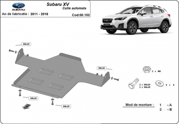 Acél automata kapcsolószekrény védőlemez Subaru XV