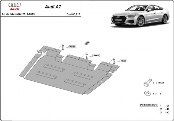 Acél kapcsolószekrény védőlemez Audi A7