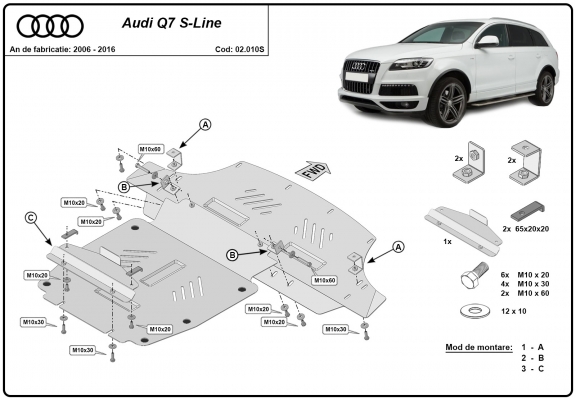 Acél motorvédőlemez Audi Q7 S-Line