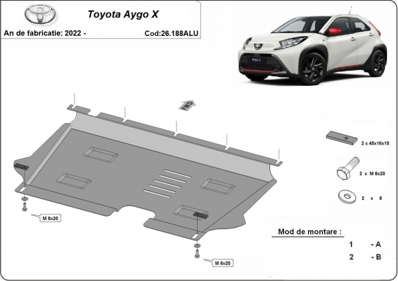 Aluminium motor, kapcsolószekrény védőlemez Toyota Aygo X