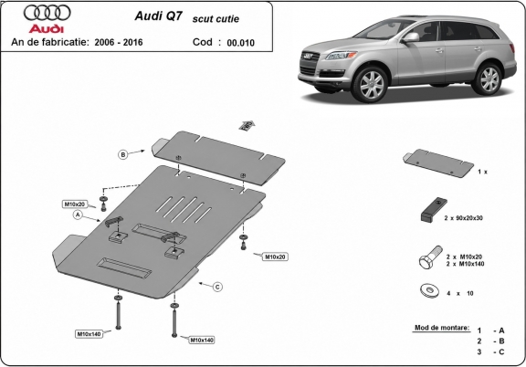 Acél kapcsolószekrény védőlemez Audi Q7