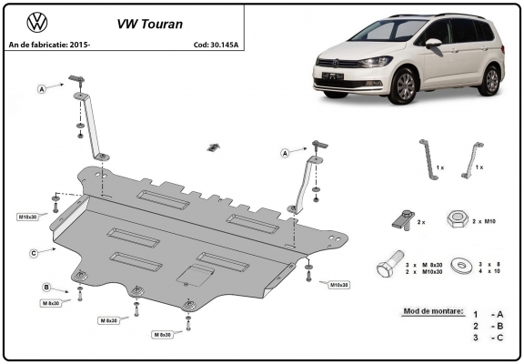 Acél motor, kapcsolószekrény, hűtő védőlemez VW Touran