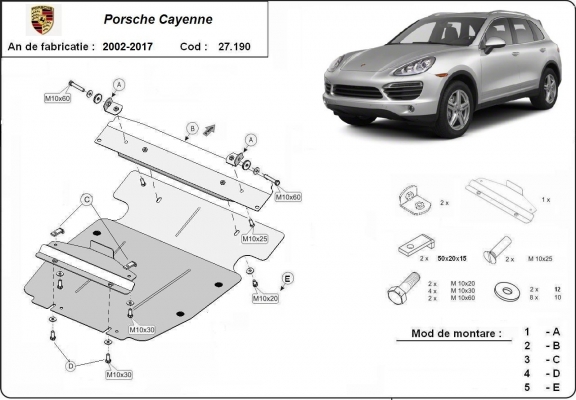 Motor, karter- védő acéllemez Porsche Cayenne