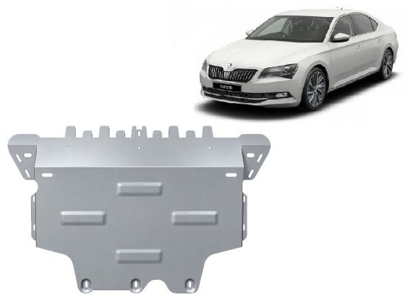 Alumínium motor-, sebességváltó-, hűtő-, első lökhárító védőlemez Skoda Superb III