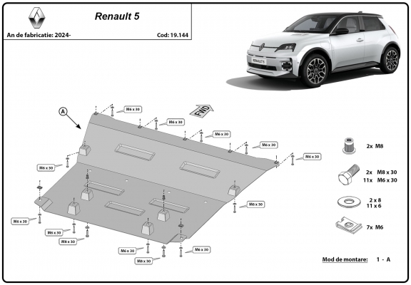 Motor, karter- védő acéllemez Renault 5 E-Tech
