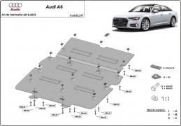 Acél motor, hűtő védőlemez Audi A6