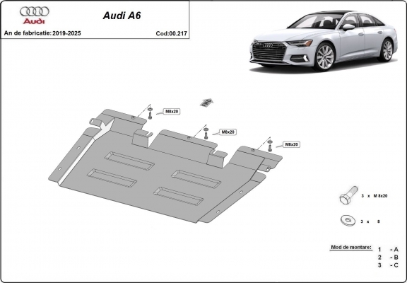 Acél kapcsolószekrény védőlemez Audi A6