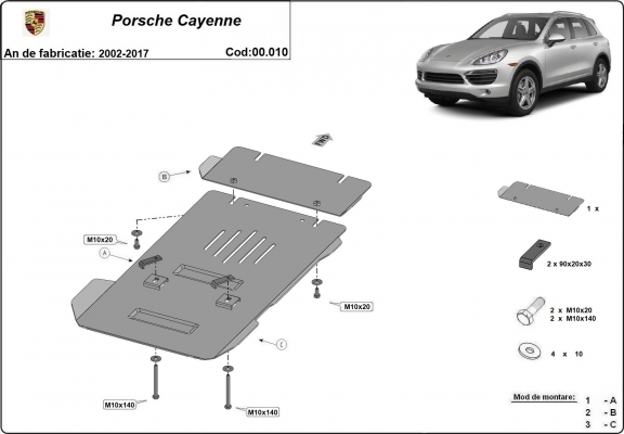 Acél kapcsolószekrény védőlemez Porsche Cayenne