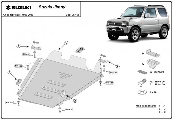Acél kapcsolószekrény védőlemez Suzuki Jimny