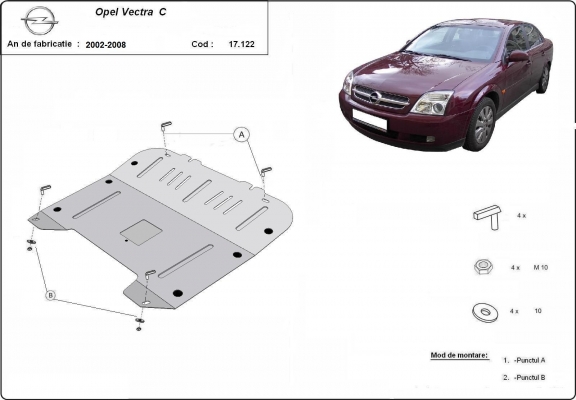 Acél motor, kapcsolószekrény, hűtő védőlemez Opel Vectra C