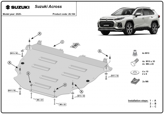 Acél motor, kapcsolószekrény, hűtő védőlemez Suzuki Across