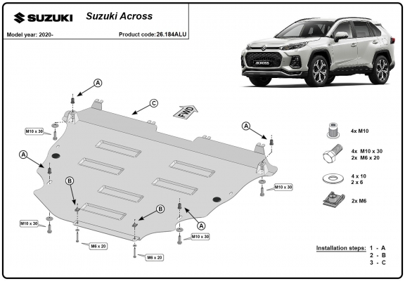 Alumínium motor, sebességváltó, hűtő, első lökhárító védőlemez Suzuki Across