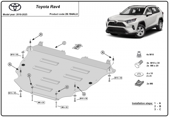 Alumínium motor, sebességváltó, hűtő, első lökhárító védőlemez Toyota RAV4