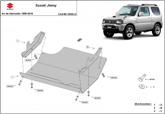 Aluminium motor, kapcsolószekrény védőlemez Suzuki Jimny