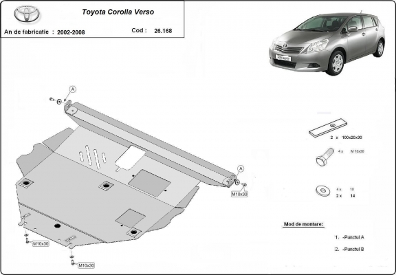 Motor, karter- védő acéllemez Toyota Corolla Verso
