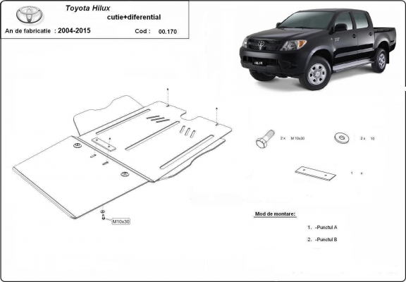 Acél kapcsolószekrény, differenciálmű védőlemez Toyota Hilux