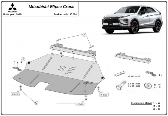 Acél motor, kapcsolószekrény védőlemez Mitsubishi Eclipse Cross