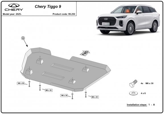 Acél üzemanyagtartály védőlemez Chery Tiggo 9