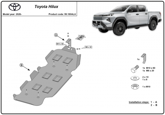 Aluminium üzemanzagtartály védőlemez Toyota Hilux Revo